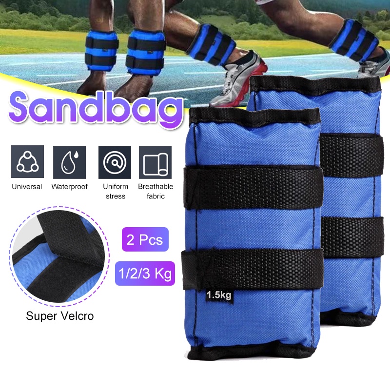 2PCS Leg Ankle Wrist Iron Sand Bag Pair Weights Strap Waterproof Oxford