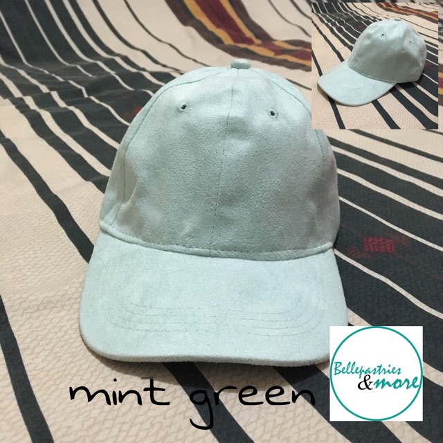 green suede baseball cap