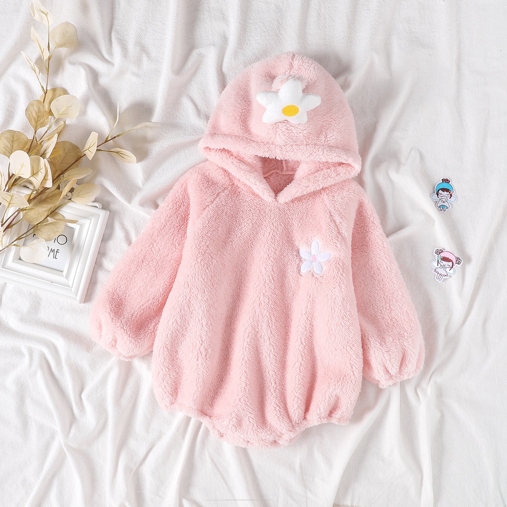 【 Flower Baby Clothes 】 Male Female Flannel Long-Sleeved Romper Children's Autumn Winter War