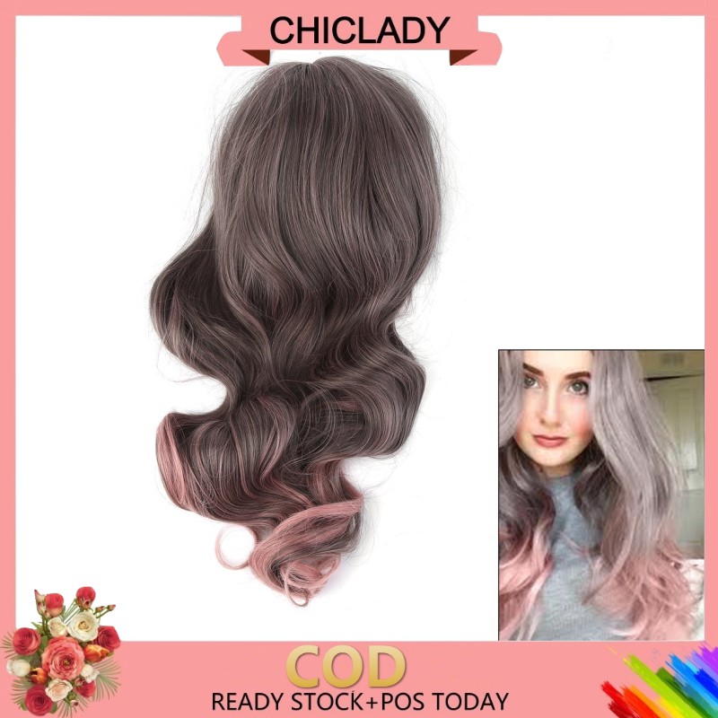 Full Long Curly Hair Wigs Cosplay Wigs Gray And Pink Cosplay