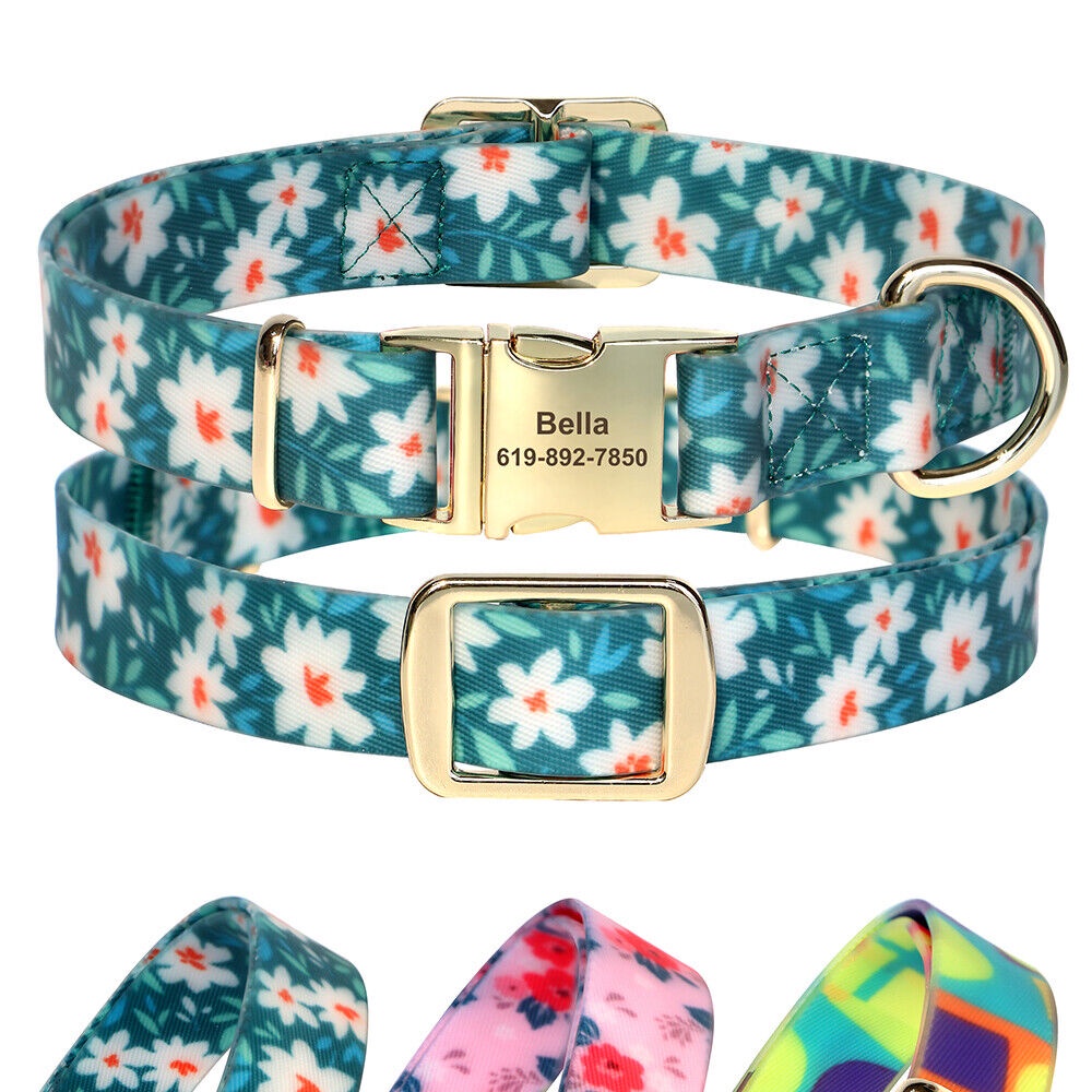 Waterproof Dog Collar Personalised Custom Pet Name ID Summer Collars