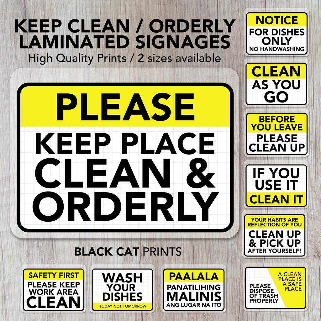 Cleanliness Keep Clean Keep In Order Sign Laminated Signage Sign Board Shopee Philippines