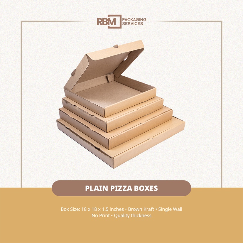 short Pizza Box Corrugated - No print / 18 inches 50pcs | Shopee ...