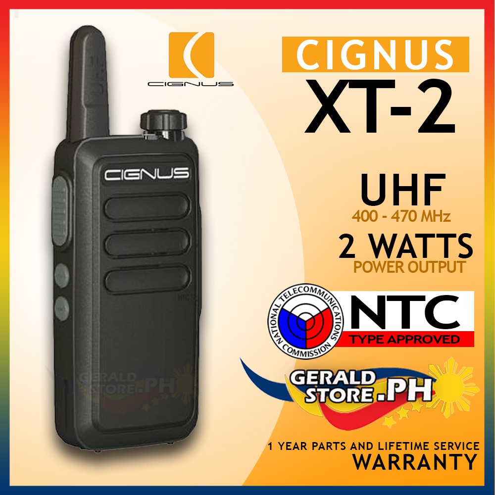 New Cignus XT2 UHF 2 Watts Mini Two Way Radio with NTC Sticker NTC Type