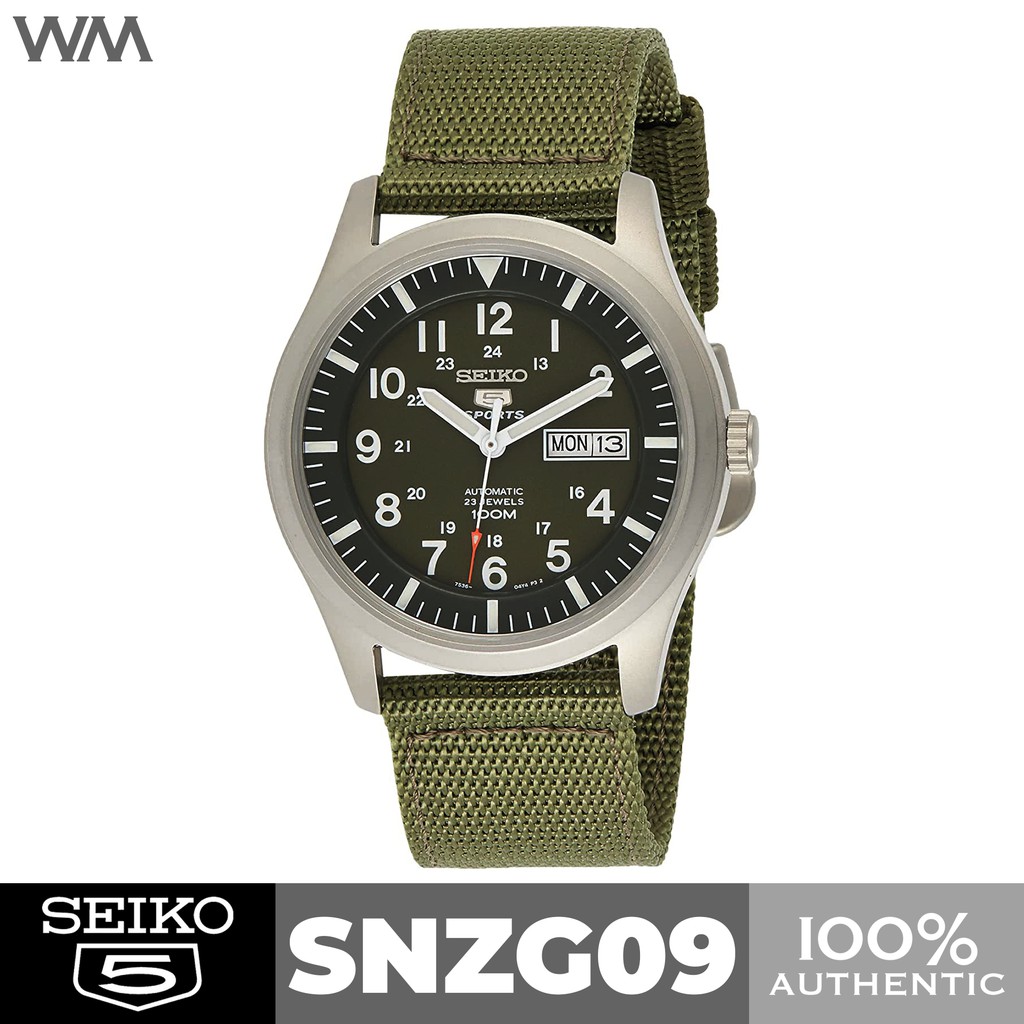 Seiko 5 Sports Khaki Green Military Field Automatic Watch Canvas Strap  SNZG09 | Shopee Philippines
