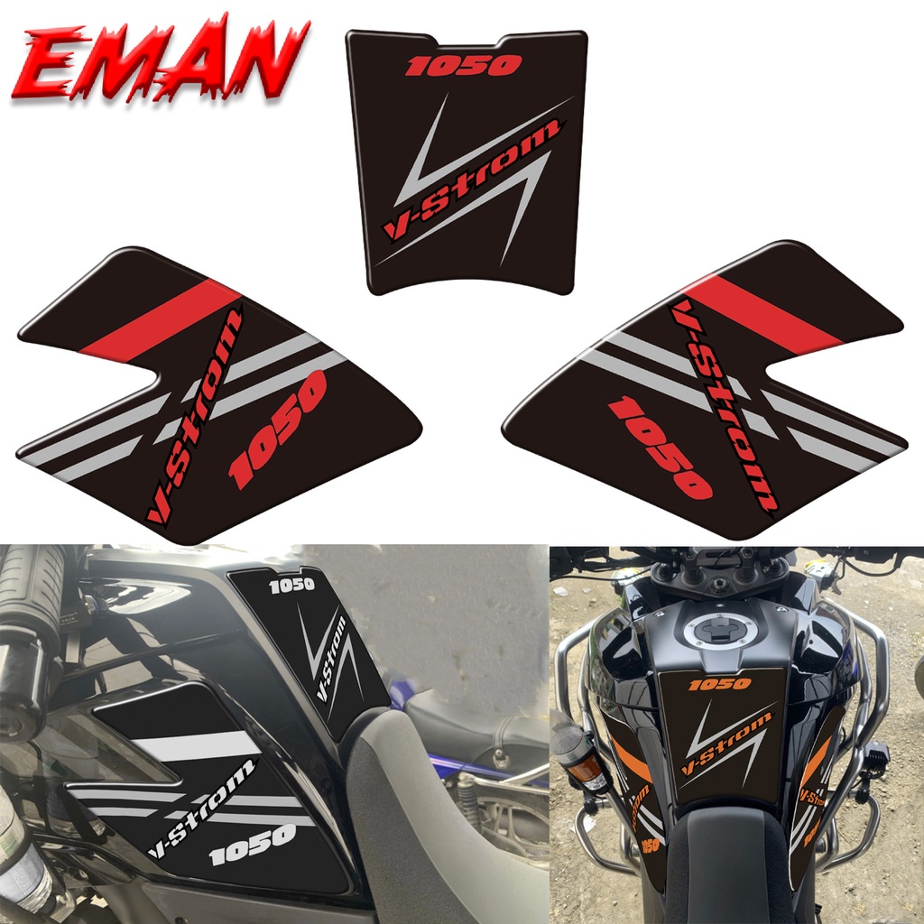 2 3D STICKERS SIDE PROTECTIONS TANK MOTORCYCLE compatible with SUZUKI V-STROM 1050 Blue 