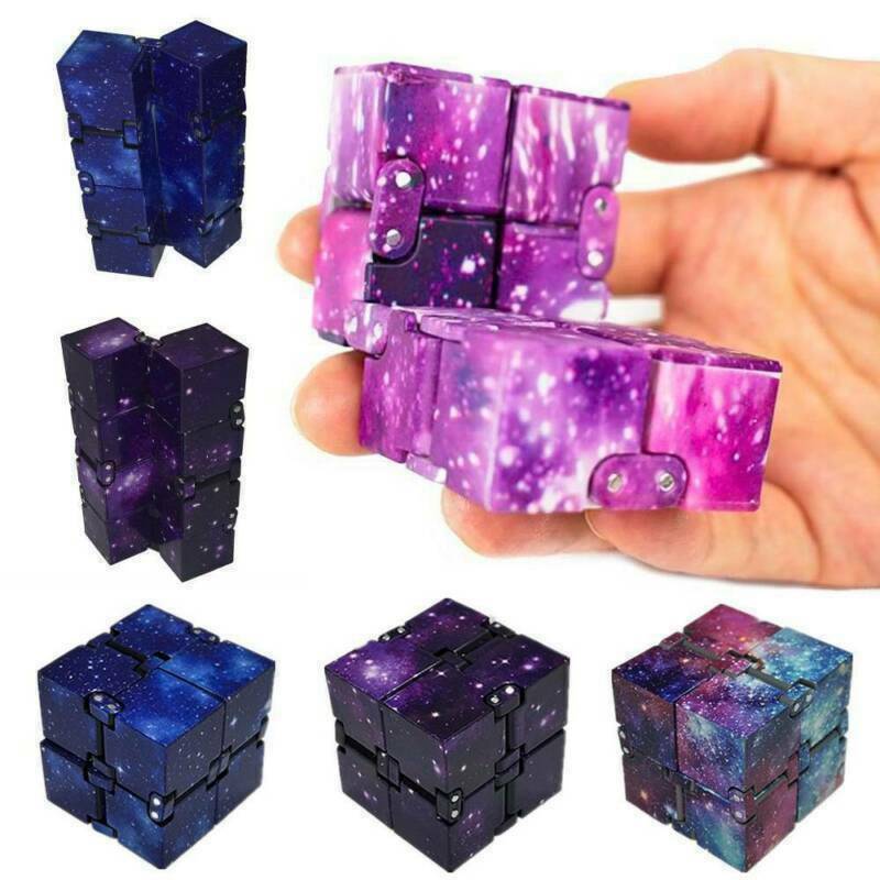 3 Pieces Infinity Cube Infinite Toy Plastic Mini Gadget with Starry Pattern for Stress and Anxiety Relief 