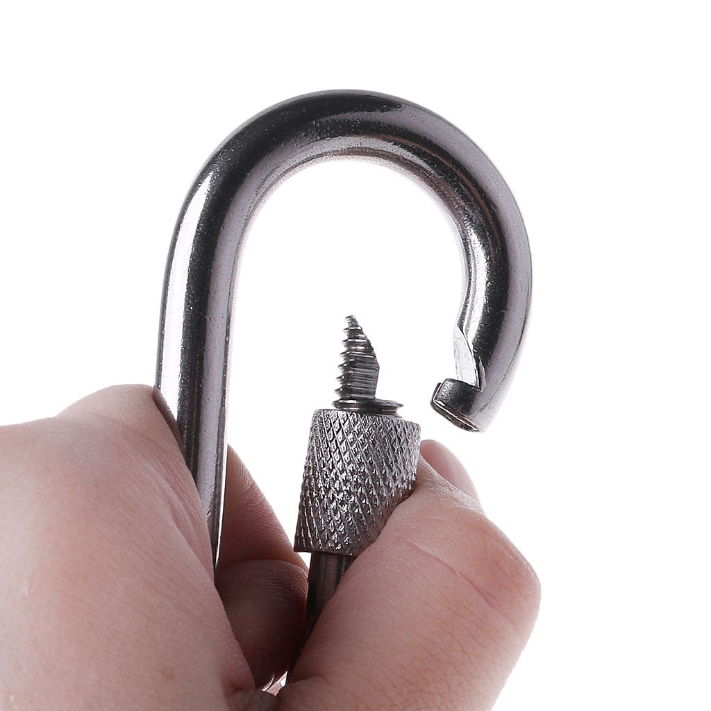 Stainless Steel Carabiner With Screw Lock Snap Hook Safety Buckle EDC Keychain