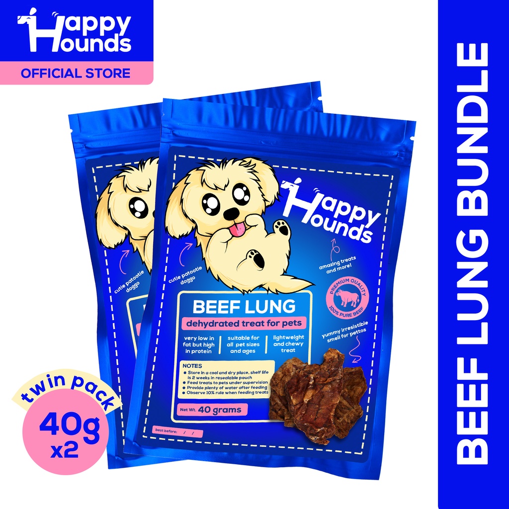 Happy Hounds Beef Lung Bundle Pet Treat TWIN PACK (40 grams x2packs