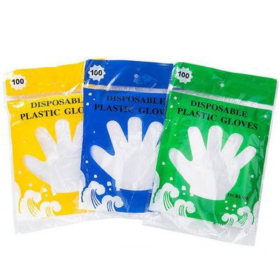 green plastic gloves