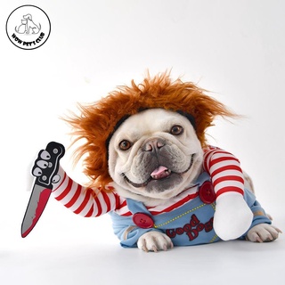 WOWPETSCLUB Halloween Costume Pet Dog Cat Funny Cosplay Outfit Transformation Clothes Set Spoof Pug