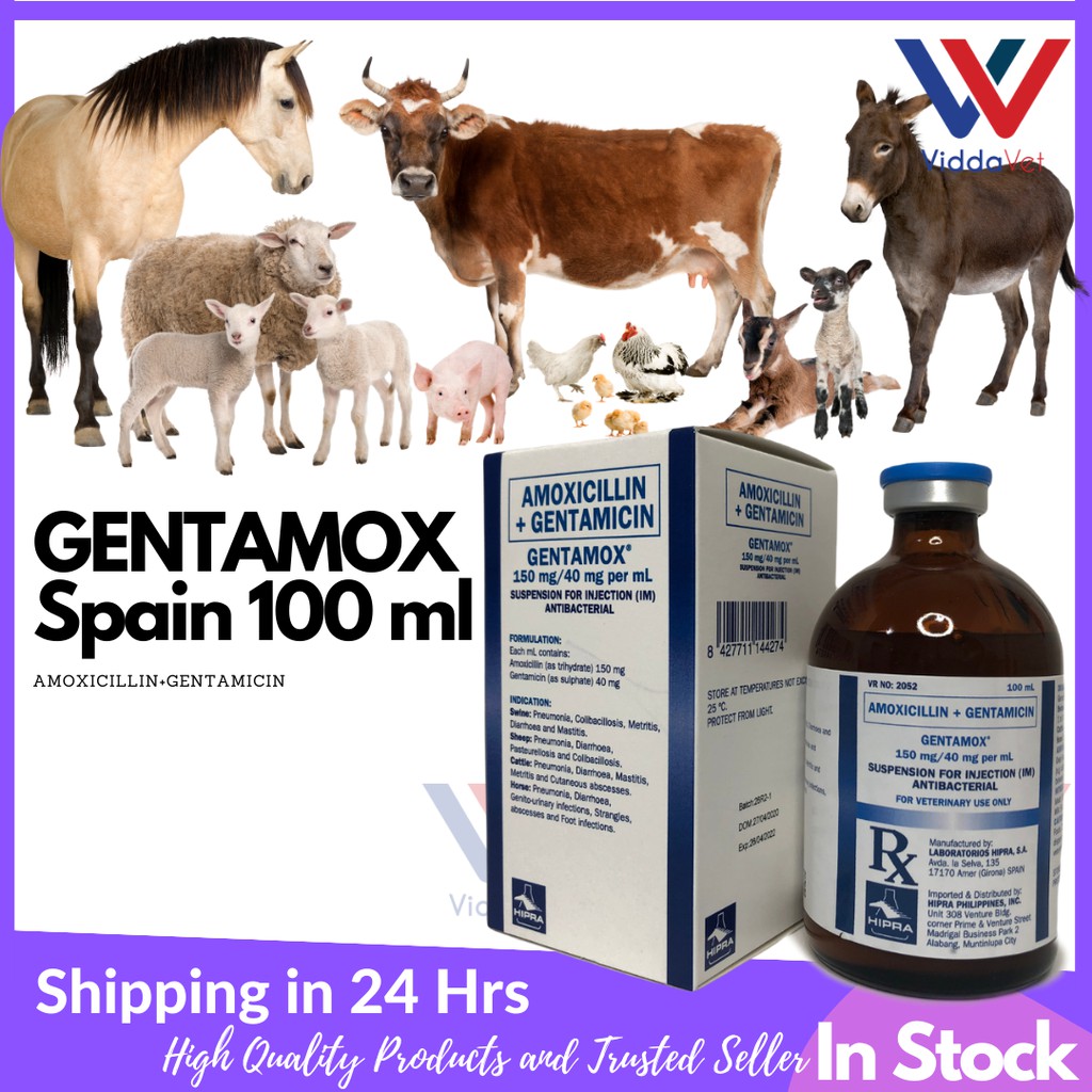 Viddapet Gentamox 100 mL Hipra Spain imported for animals pets livestock pig cattle sheep goat #8