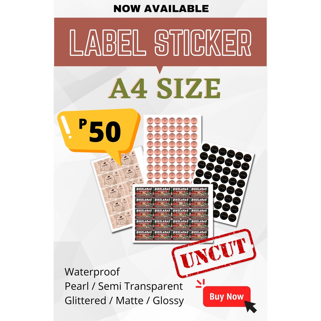 Product Sticker Label A4 Size UNCUT Shopee Philippines