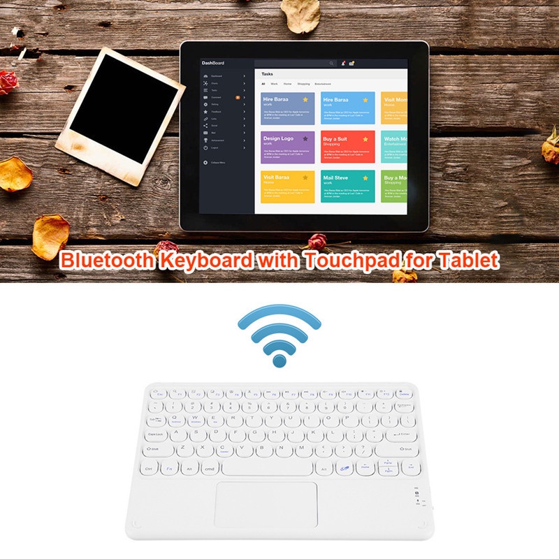 10 Inch Bluetooth Keyboard Round Cap Wireless Key With Touch Bluetooth