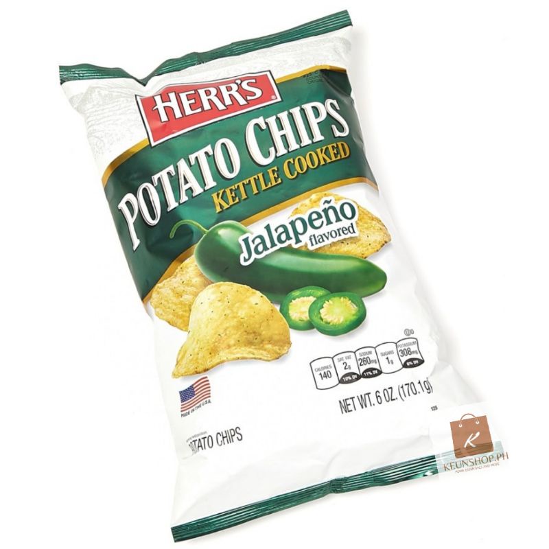 Herr's Kettle Cooked Jalapeno Flavored Potato Chips 142g Shopee