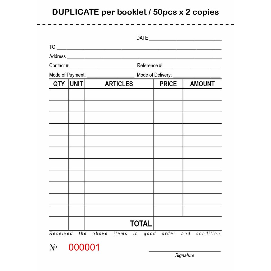 Order Slip / Delivery Receipt (50x2) Carbonized | Shopee Philippines
