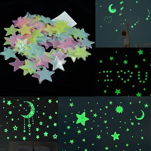 Kaitlyn 100pcs Stars Glow In The Dark Ceiling Wall Stickers