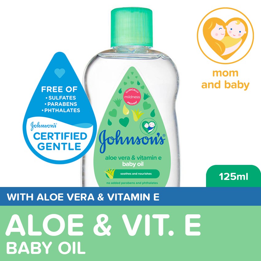 Johnson's Aloe Vera with Vitamin E Baby Oil 125ml Newborn, Baby