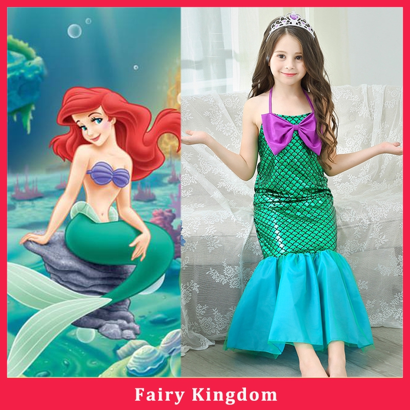 Little Mermaid Costumes for Girls Princess Ariel Princess Dress Cosplay ...
