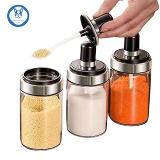 KM Clear Seasoning Salt Bottle Glass Shaker Bottle Seasoning Jar Jam Spice Jar Container with Spoon