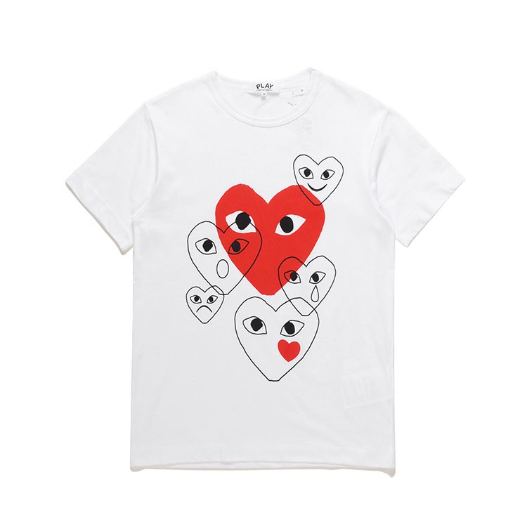 cdg play red heart t shirt