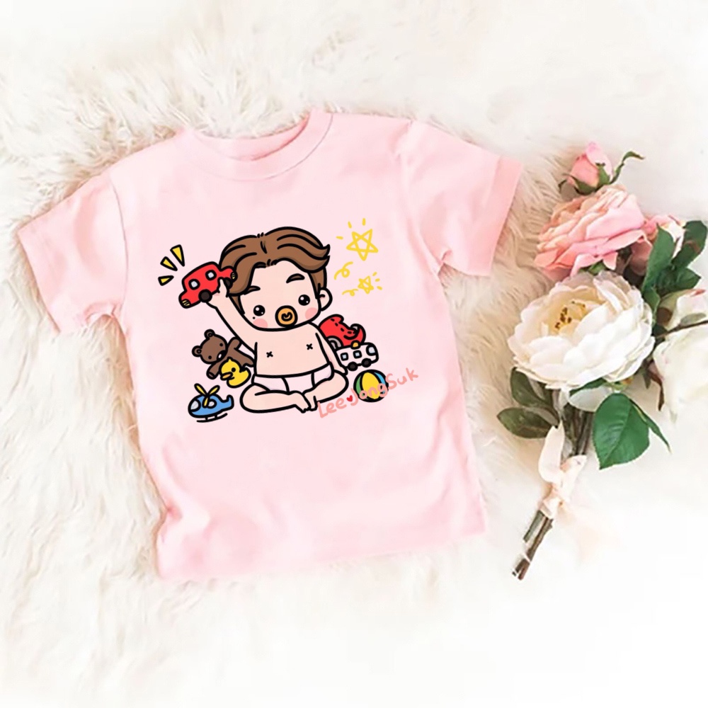 Lee Jong Suk Girl Boys T-shirt Monster Kids T Shirt Cute Summer T Shirt Cartoon Kids Tops