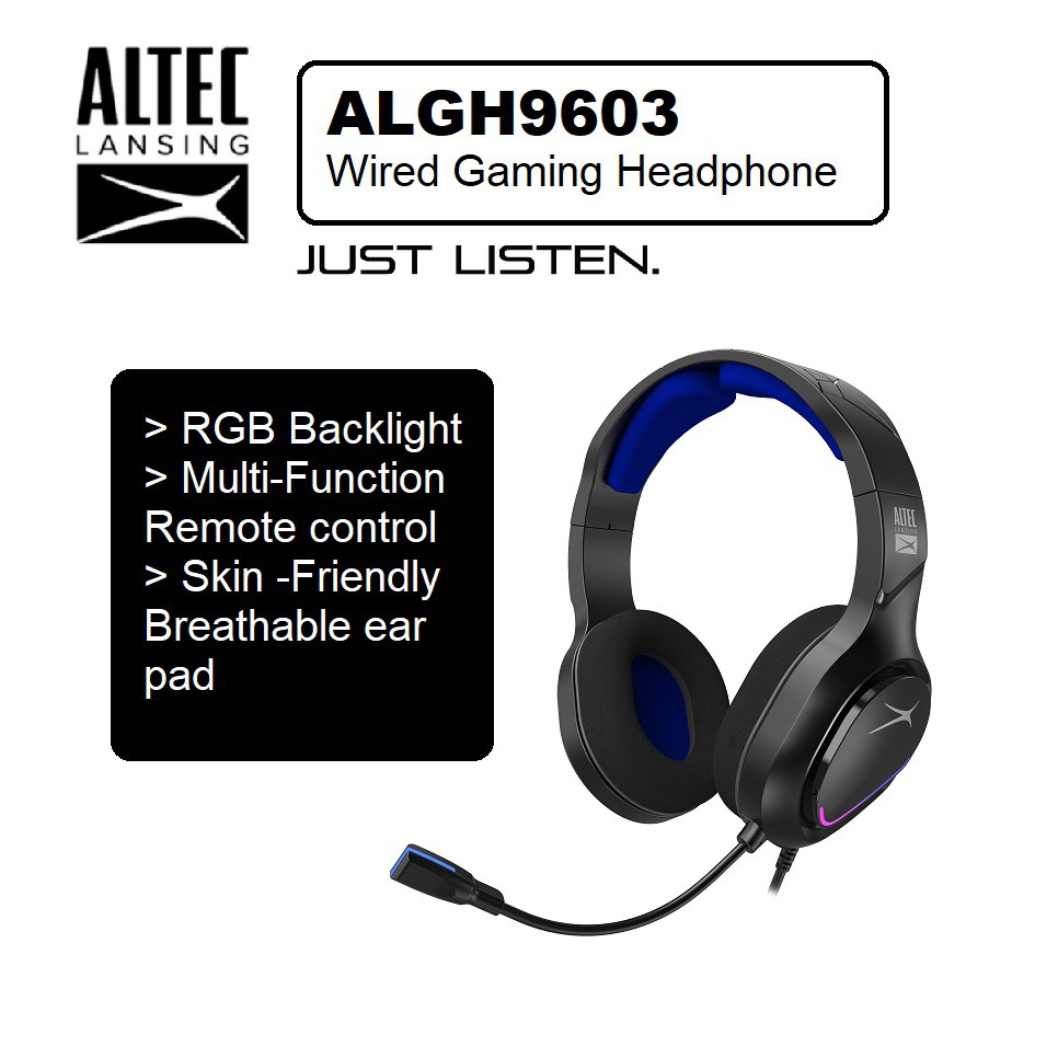 SHOCKING ALTEC LANSING ALGH9603 WIRED GAMING HEADSET HEADPHONE 3.5MM