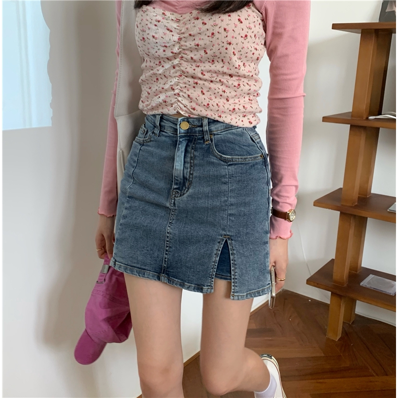 denim skirt with side split