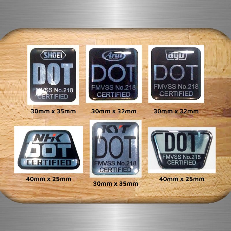 Silver Chrome DOT Embossed Emblem Embossed DOT Helmet Sticker