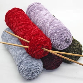 Handmade~Chenille Golden Velvet Wool Hand-Knitted Medium Thick Baby Thread Men Women Sweater Scarf Crochet Wo #8