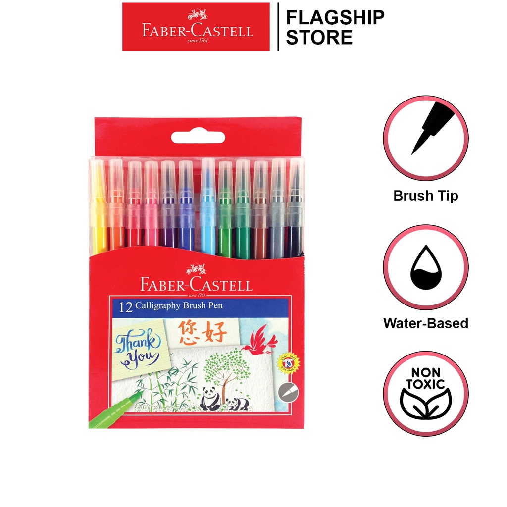 FaberCastell Calligraphy Brush Pen 12 colors [12551512] Shopee