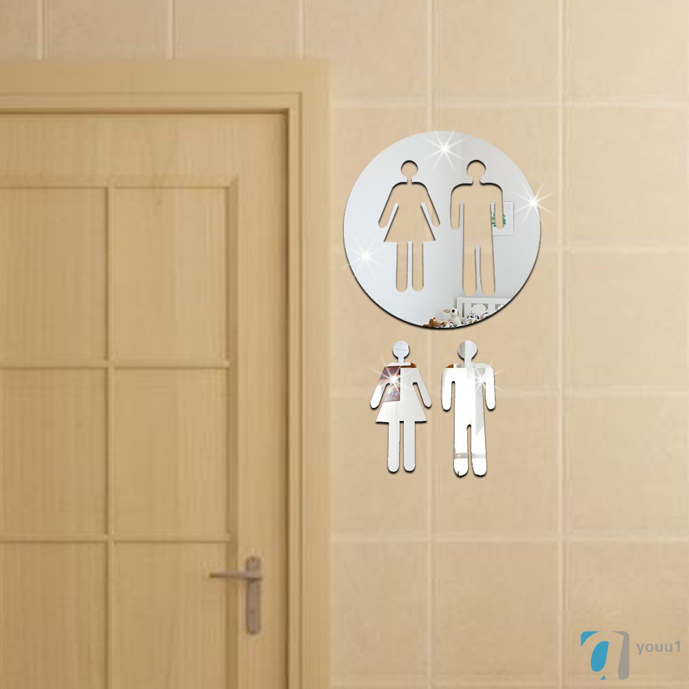 3d Mirror Sticker Name Funny Toilet Entrance Sign Diy Toilet Wall Stickers Door Home Hotel Toilet D