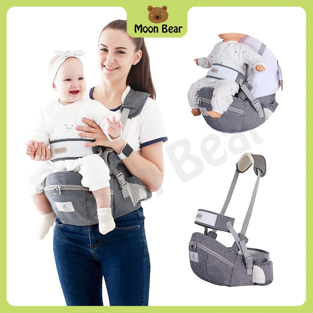 MoonBear Baby Hip Seat Carrier 0-36 Months Baby Waist Stool for Child Infant Toddler with Adjustable Strap Buckle Pocket Soft Inner Huge Storage
