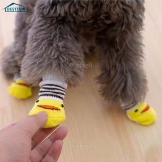 BL 4Pcs Warm Puppy Dog Shoes Soft Pet Knits Socks Anti Slip Breathable Pet Products For Small Dogs