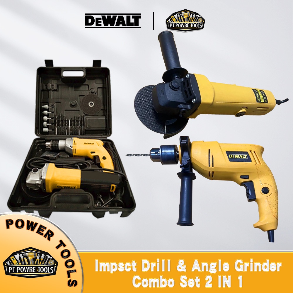 DeWALT Powerful Angle Grinder and Drill Set with Hard Case (FREE Disc