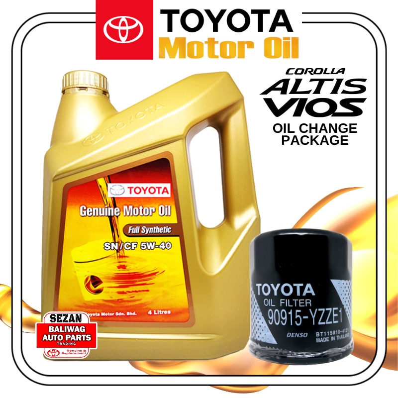 5W40 FULLY SYNTHETIC 4 LITERS ORIGINAL TOYOTA OIL CHANGE PACKAGE WITH