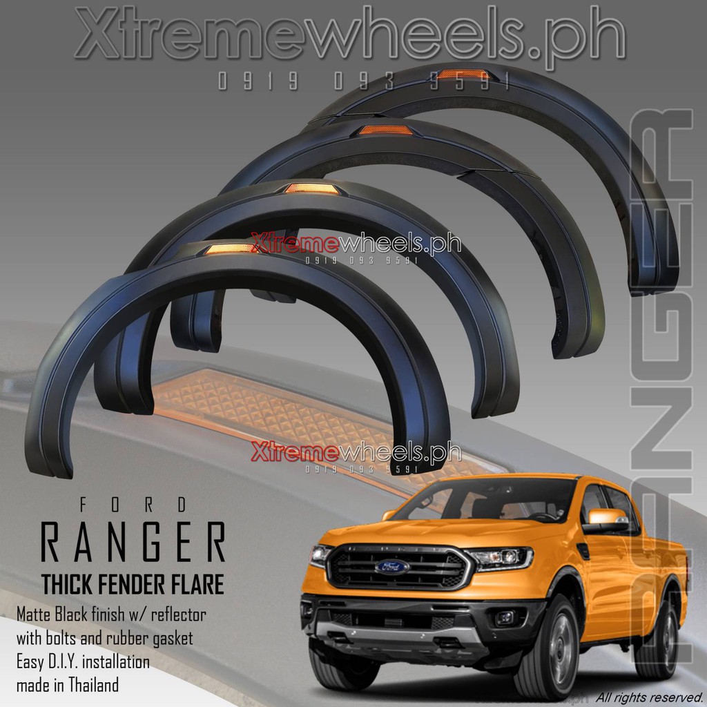 Ford Ranger XLT / XLS / FX4 / Wildtrak 20162022 version 2 Fender Flare Matte Black with
