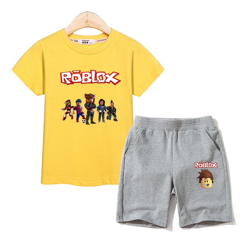 Kid Top Pant Roblox Boy Girl Set High Quality Cotton Clothes Shopee Philippines - black and yellow pants roblox