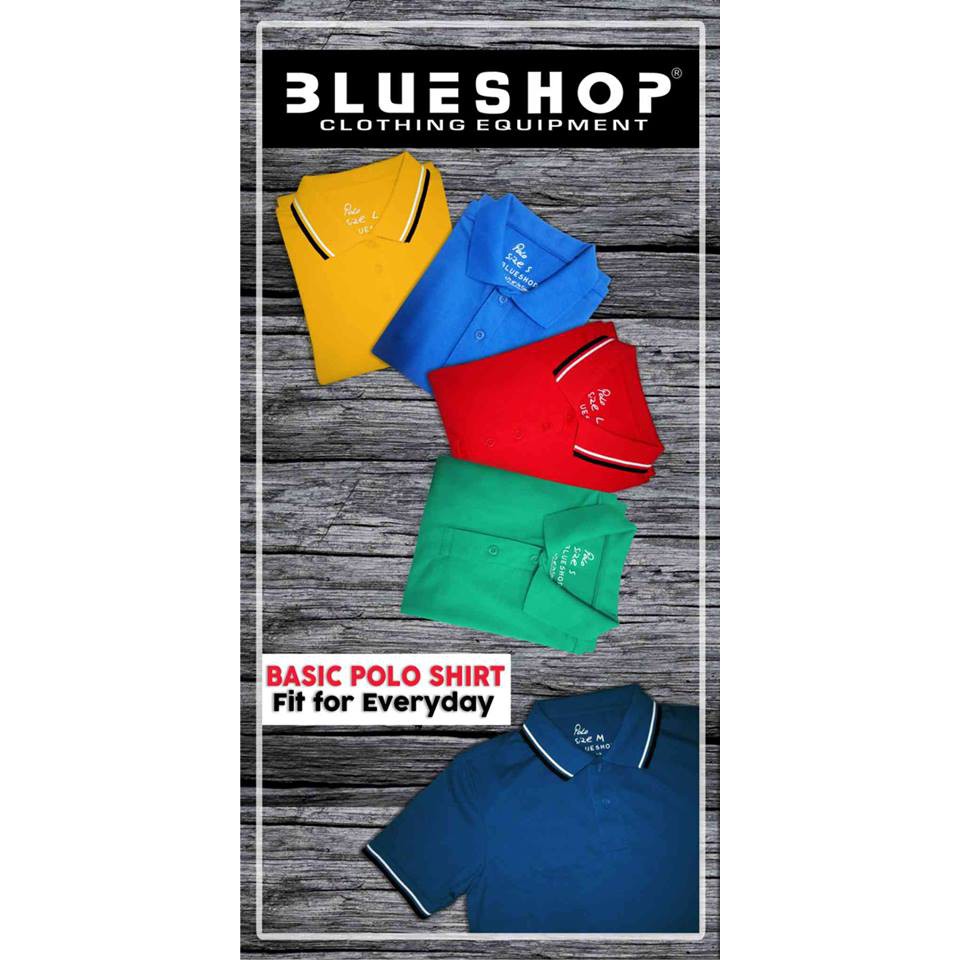 blue shop polo shirt