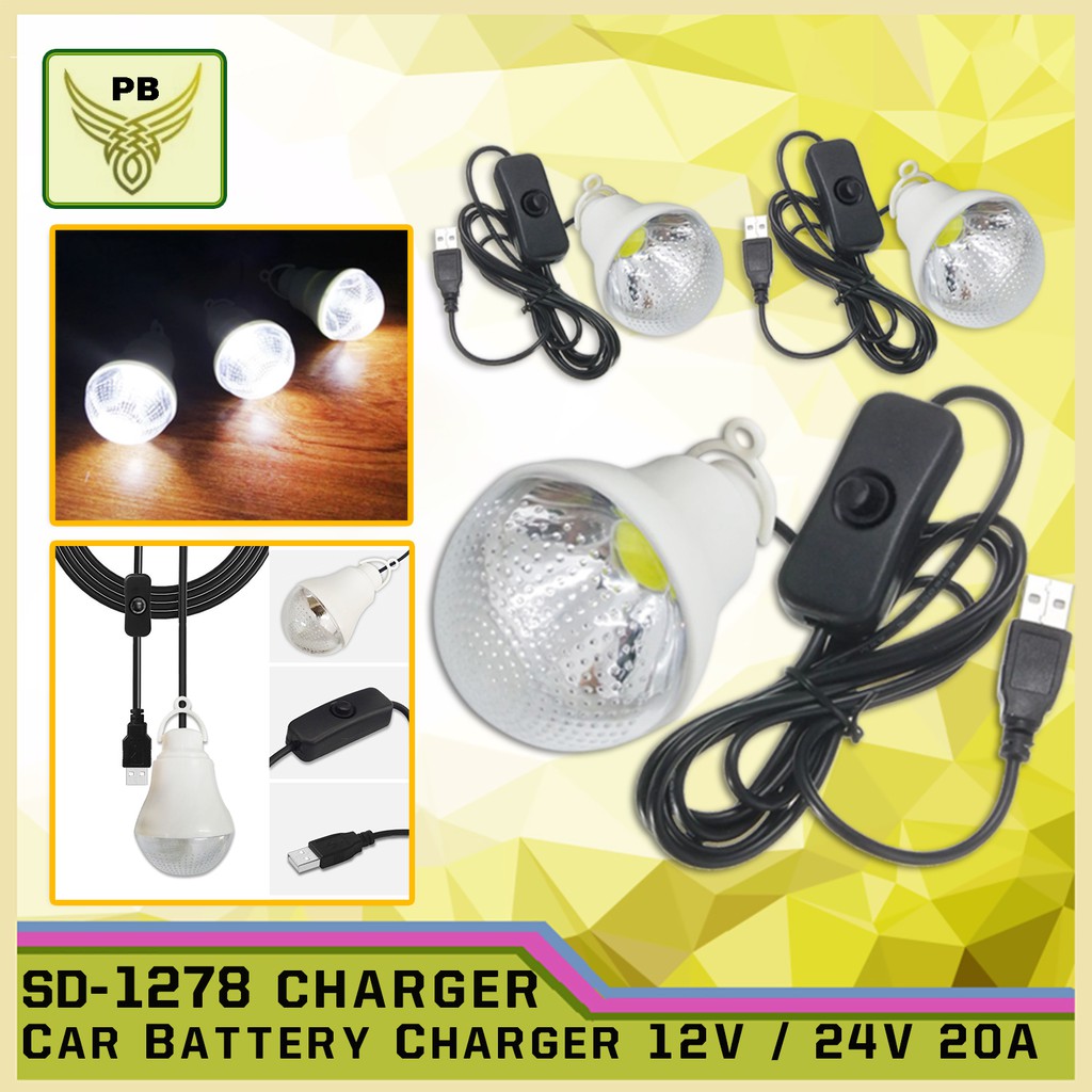 3PCS DC 5V USB LED Light Bulb with Switch Portable Energy Saving