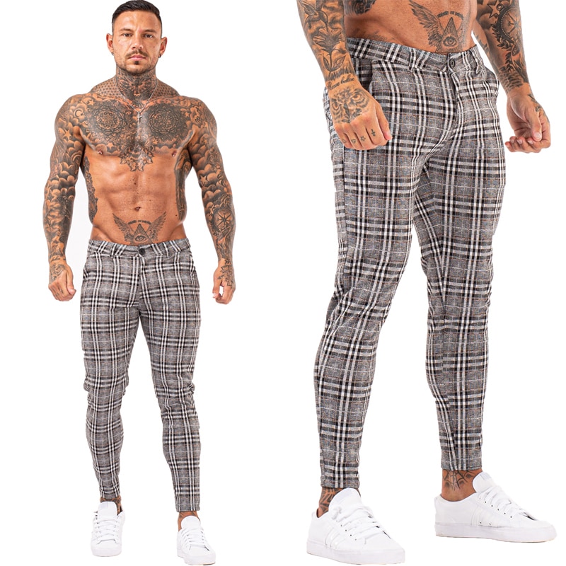 super skinny plaid pants mens