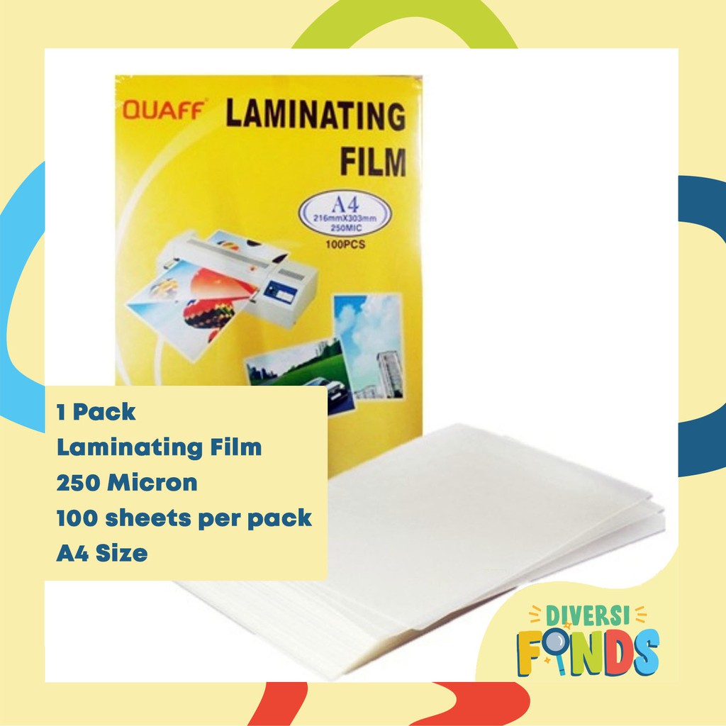 1pack Quaff Laminating Film 250 Micron A4 And Short Size 100 Sheets Per 