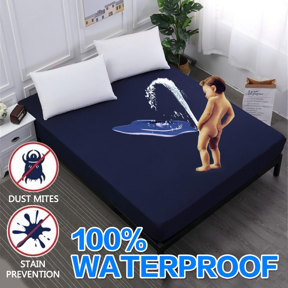 Waterproof Mattress Protector Cover With Fully Garterized Bed Sheet Cover Single Full Queen King