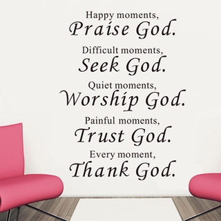 Bible Wall Stickers Home Decor Praise Seek Worship Trust Thank God Quotes Christian Bless Proverbs PVC Decals #6
