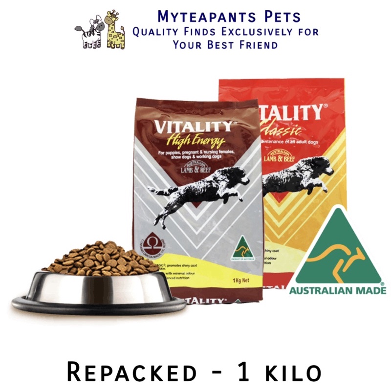 Vitality Classic Lamb and Beef Dog Food Repacked 1 Kilo / 1kg