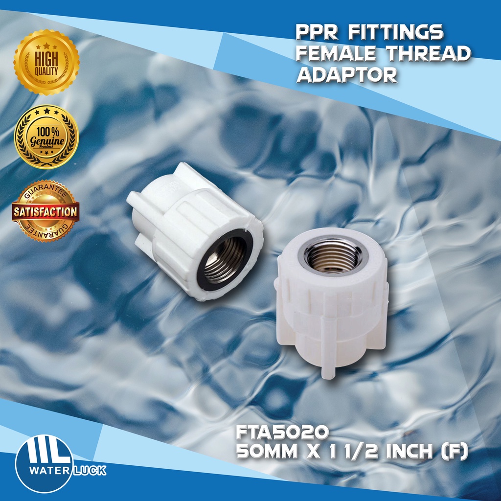 PPR Fittings Female Thread Adaptor 50mm x 1 1/2 Inch (F) for Hot and