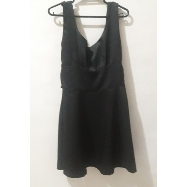 black satin sleeveless dress