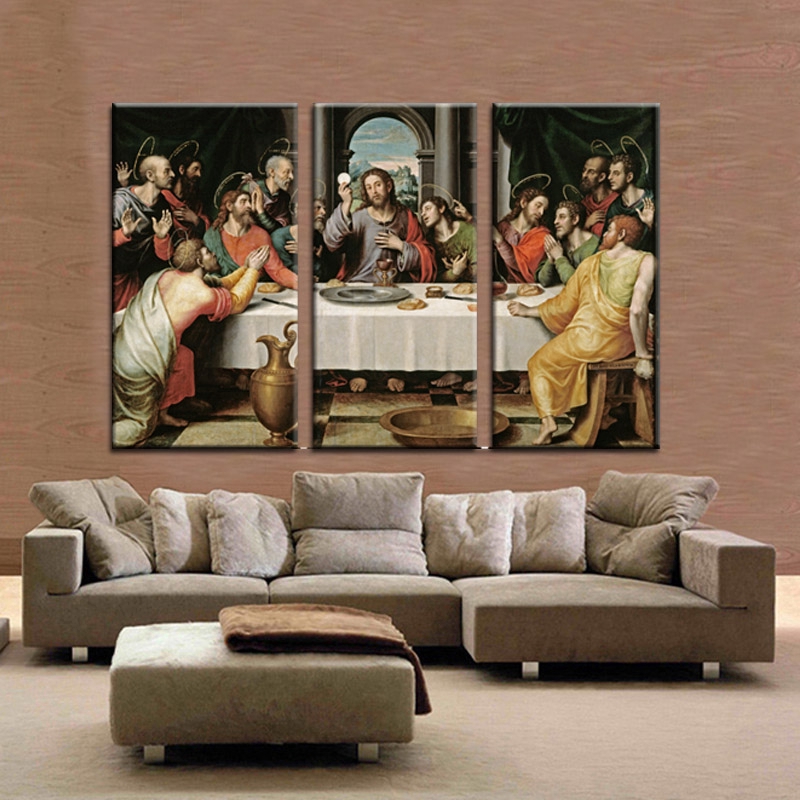 Print 3 Pcs Jesus Last Supper Decor Wall Art Canvas Painting