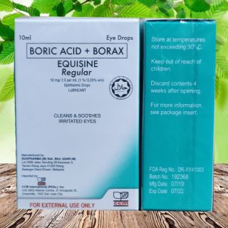 EQUISINE REGULAR Boric Acid + Borax (Ophthalmic eye drops 10mL ...