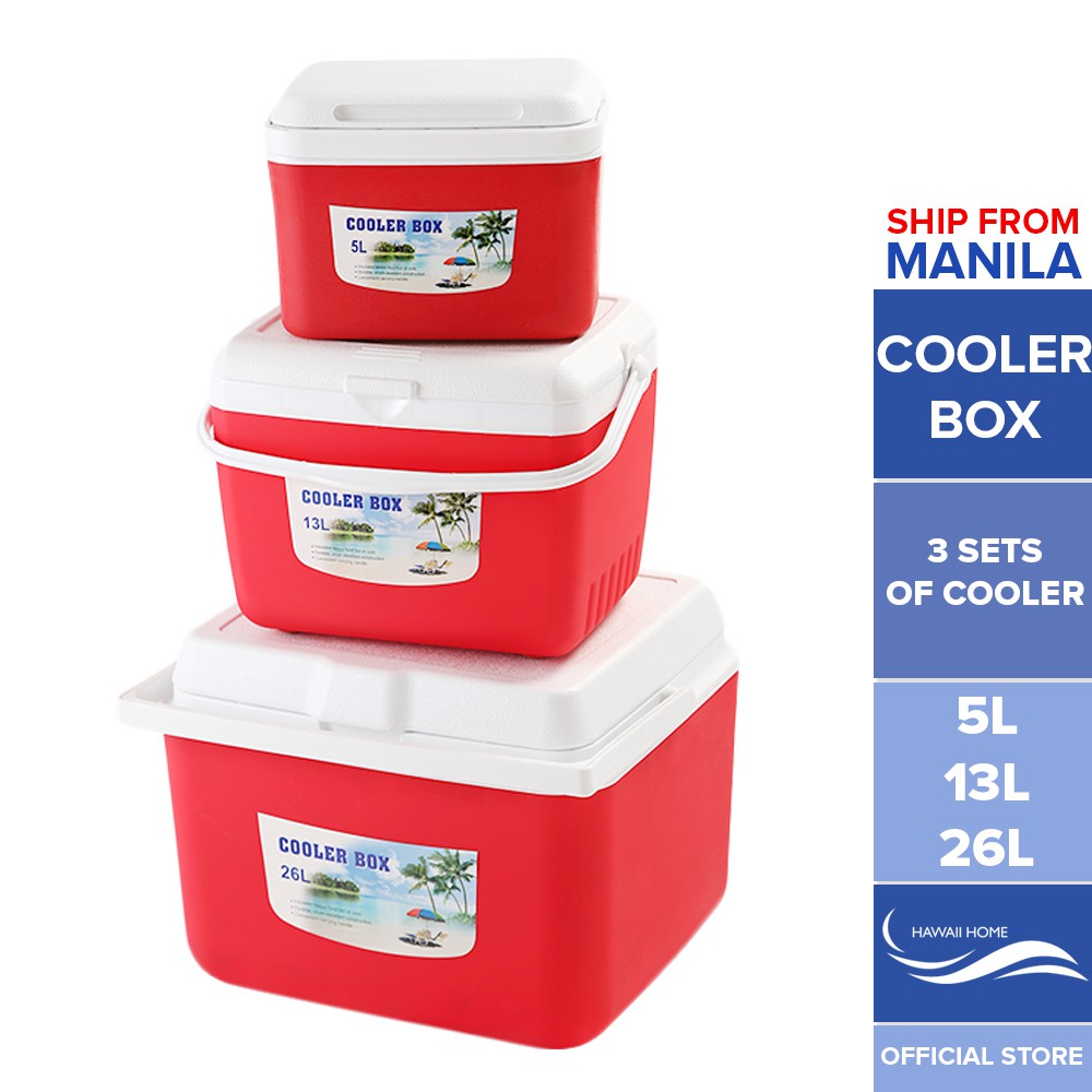 Hawaii Home 3pcs/Set Cool Boxes Portable Plastic Cooler Box, Camping